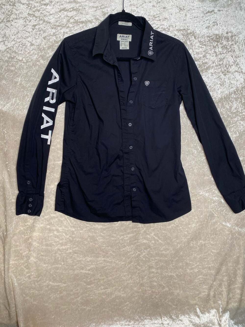Ariat Team Kirby Stretch Shirt Size M Black Long Sleeve